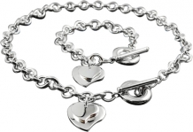 Ketting + Armband dubbel hart 509